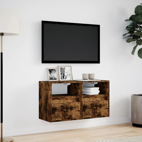  Zidni TV ormarići LED 2 kom boja hrasta 41x31x45 cm Slike