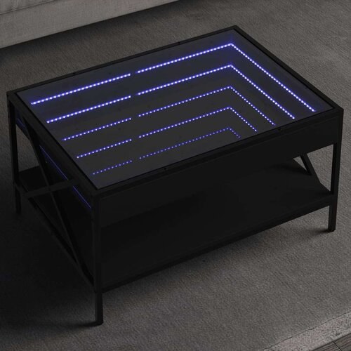  Stolić za kavu s beskonačnim LED svjetlima crni 70x50x38 cm Cijene