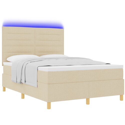 vidaXL vzmetnica s &scaron;katlasto vzmetjo Kremna Tkanina 140 x 190 cm, (22067346) Cene