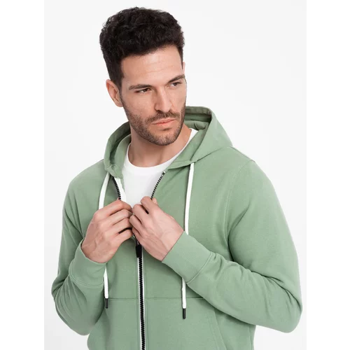 Ombre BASIC men's unbuttoned hooded sweatshirt - green