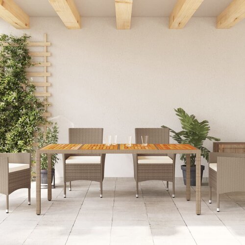  Vrtni stol bež 190 x 90 x 75 cm poliratan i bagremovo drvo Slike