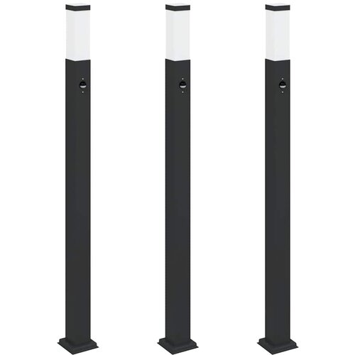vidaXL Stebričke s senzorjem 3 kosi 110 cm črne IP44, (5000297045) Cene