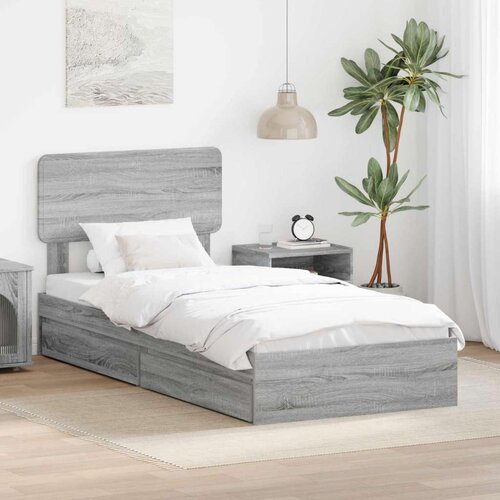  Krevet s od storage Siva Sonoma 75 x 190 cm Konstruirano drvo Cene