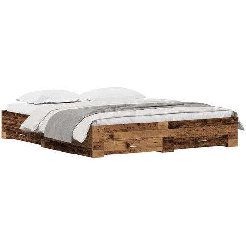 vidaXL Okvir kreveta s ladicama staro drvo 180x200 cm inženjerska drvo Cene