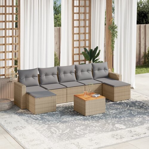  8-dijelni set vrtnih sofa od poliratana s jastucima bež Slike