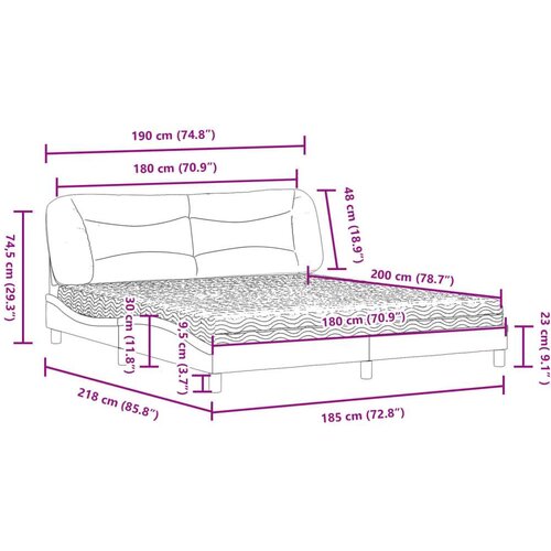  Krevet s madracem crni 180x200 cm od tkanine Slike