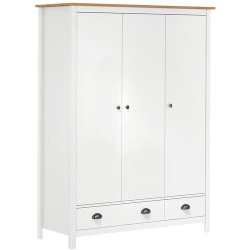 vidaXL Garderobna omara s 3 vrati Hill bela 127x50x170 cm borovina Cene