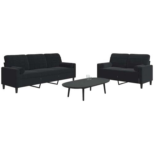  2-dijelni set sofa s jastucima crni bar&scaron;unasti Cijene