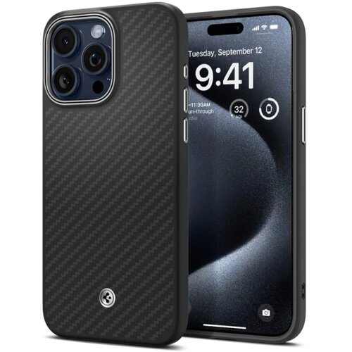 Spigen ENZO ARAMID MAG MAGSAFE maska za IPHONE 15 PRO MAX MATTE BLACK Slike