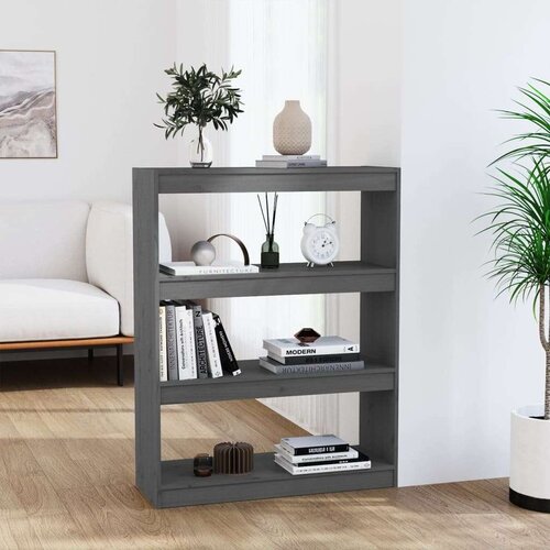 VidaXL Ormarić za knjige / sobna pregrada sivi 80x30x103,5 cm borovina Slike