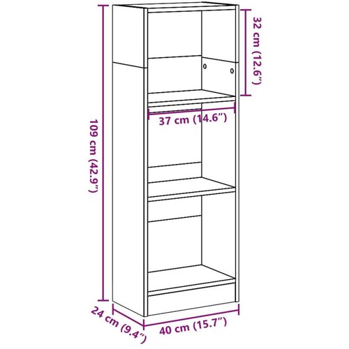 vidaXL Knjižna omara bela 40x24x109 cm inženirski les Cene