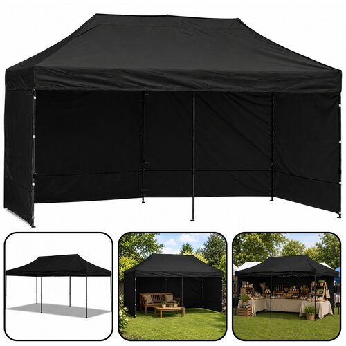 Lean Toys Vrtni &amp;scaron;otor Express Catering, komercialni paviljon, črne barve, 3x6 M Slike