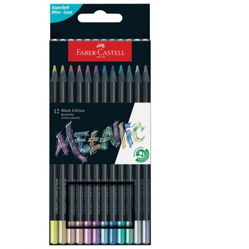  BOJE DRVENE 12BOJA TROKUTASTE BLACK EDITION METALLIC FABER CASTELL 116415 BLISTER Cene