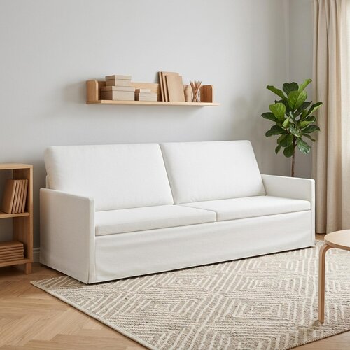SOFA za 3 osobe Bijela 220 x 81 x 82 cm Tkanina Cene