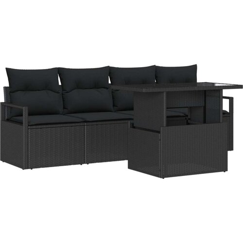 Set od 5 dijelova vrtne sofe s jastučićima crni poli ratan 2-sjedalna vrtna sofa s jastučićima crni poli ratan Cene