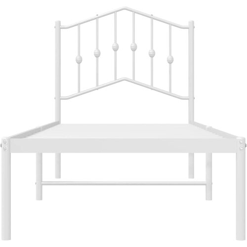  Metalni okvir za krevet s uzglavljem bijeli 80x200 cm Slike
