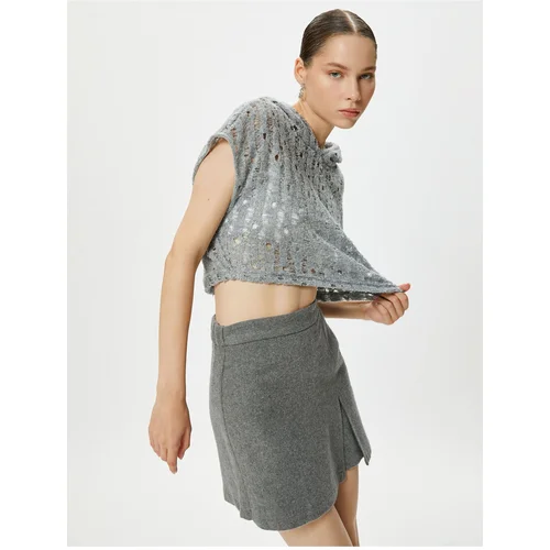 Koton Openwork Hooded Sleeveless Crop T-Shirt