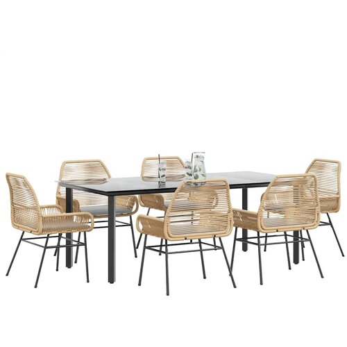 vidaXL Vrtna garnitura - 7-dijelni vrtni blagovaonski set s jastucima poliratan i staklo - Smeđa 200 x 100 x 74 cm 6 Cene