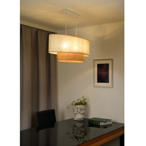  Duolla - Visilica na sajli DOUBLE OVAL NATURE 2xE27/15W/230V krem/bež Slike
