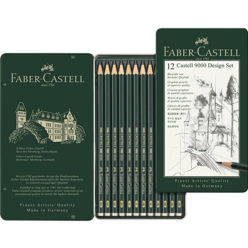 Faber-Castell Faber-Castell: Set grafitnih olovaka 9000 Design u metalnoj kutiji, 12 komada Cene