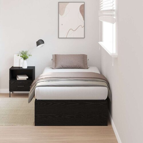  Krevet s prostorom za pohranu Crni Hrast 100x200 cm Slike
