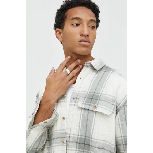 Abercrombie & Fitch Pamučna košulja za muškarce, boja: bež, relaxed, s klasičnim ovratnikom