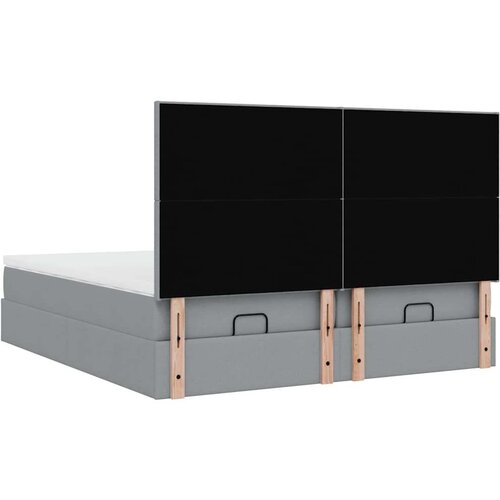 VidaXL Otomanski posteljni okvir z vzmetnicami siv 200x200 cm blago Slike