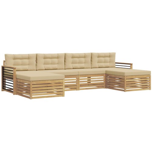 vidaXL Sedežne garniture 6 pcs Bela in bež Masiven les akacije, (5000283628) Cene