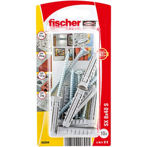 Fischer Univerzalni zidni vložek SX Plus (&Oslash; x Do: 8 x 40 mm, Najlon, 10 kos) Cene