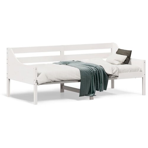  Dnevni krevet bez madraca bijeli 90 x 190 cm masivna borovina Slike