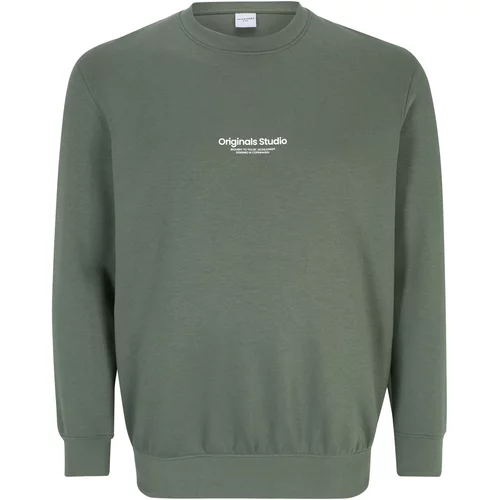 Jack & Jones Plus Sweater majica 'VESTERBRO' pastelno zelena / bijela
