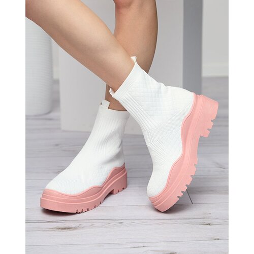 Resti White and pink women's flat-heeled boots Seritis - Footwear Cene