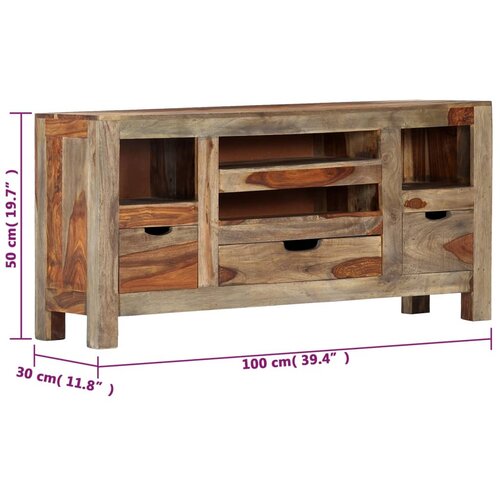  Komoda siva 100 x 30 x 50 cm od masivnog drva akacije Slike