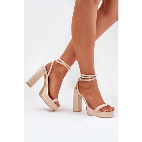 Boto Women&amp;#039;s Heeled Sandals With Strap Beige Fevenne Slike