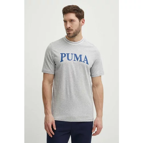 Puma Pamučna majica SQUAD za muškarce, boja: siva, s aplikacijom, 678967