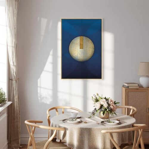  Slika - In the Shadow of Classic Blue (1-part) - Golden Circle in Abstraction 40x60 Slike