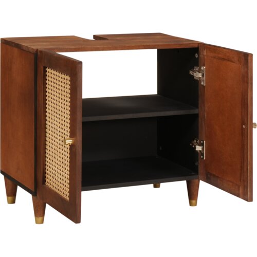 vidaXL Omarica za umivalnik s polico s shranjevanjem z vrati Rjava 62 x 33 x 58 cm Cene