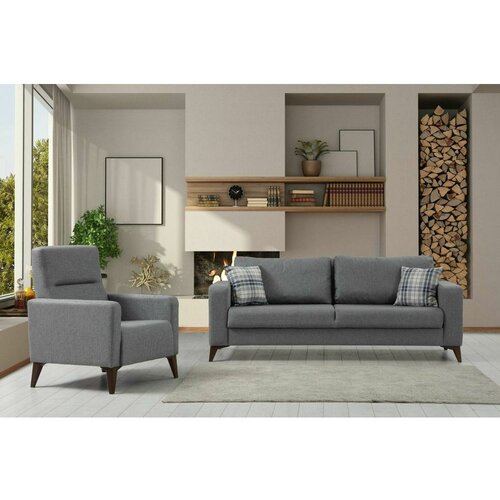 Atelier Del Sofa kristal 3+1 - Dark Grey Dark Grey Sofa Set Slike