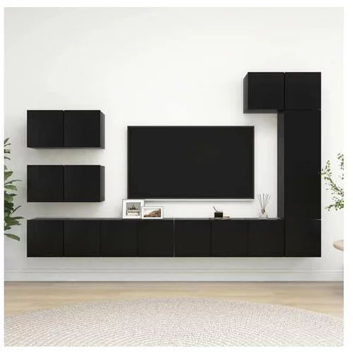  Komplet TV omaric 8-delni črna iverna plošča