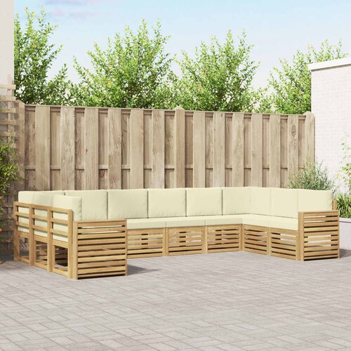  Set vanjskih sofa 10 pcs Bijela i krem 363 x 191,5 x 73 cm Slike