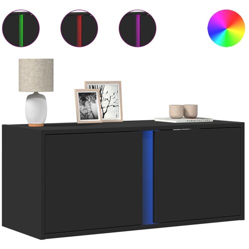 Maison Chic Stenska TV omarica - TV stojalo - Televizijska omarica z LED lučkami črna 80x31x35 cm, (21700059) Cene