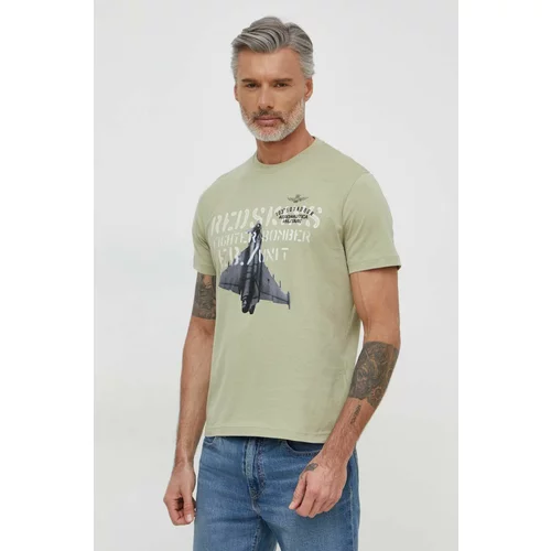 Aeronautica Militare Pamučna majica za muškarce, boja: zelena, s tiskom