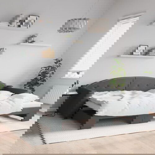 VidaXL Dnevni krevet na razvlačenje bez madraca tamnosivi 100 x 200 cm Slike