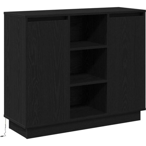  Sideboard s LED-om Crna hrast 90x32x75 cm Konstruirano drvo Slike