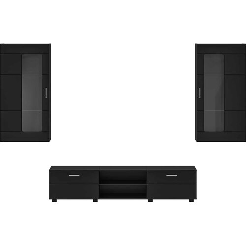  Set TV komoda s ladicama FLORIN 3 pcs Crna Konstruirano drvo Slike