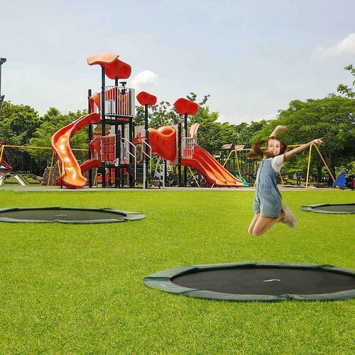 Primus Premium trampolin &amp;ndash; vgradni trampolin za dvori&amp;scaron;če in javne povr&amp;scaron;ine Okrogel-366-cm Slike