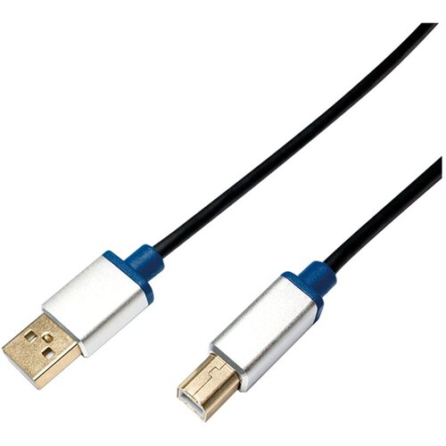 Logilink USB 2.0 cable, USB-A M to USB-B M, alu, black blue, 2 m, BUAB220 Cene