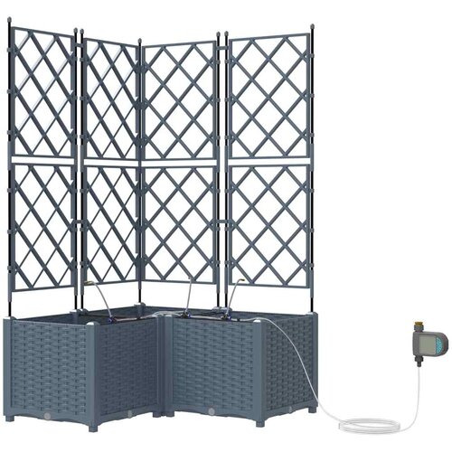  Vrtna saksija 3 pcs Svijetlo siva 80 x 80 x 142 cm Plastika Slike