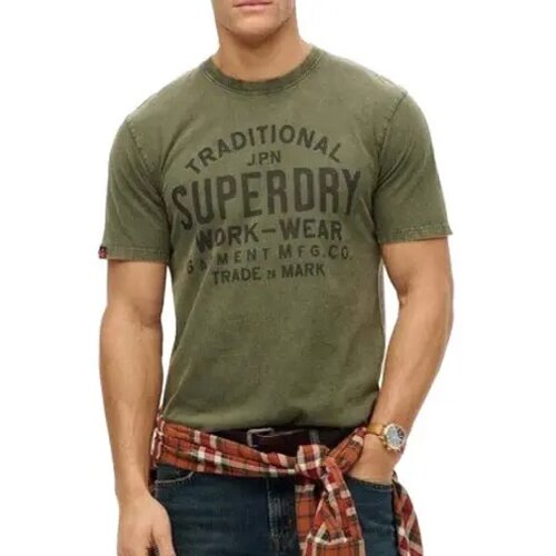 Superdry Muška majica Machined Goods Workwear Tee, Maslinasta Slike