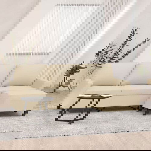 vidaXL Kavč trosed s stolčkom za noge krem 180 cm blago Cene